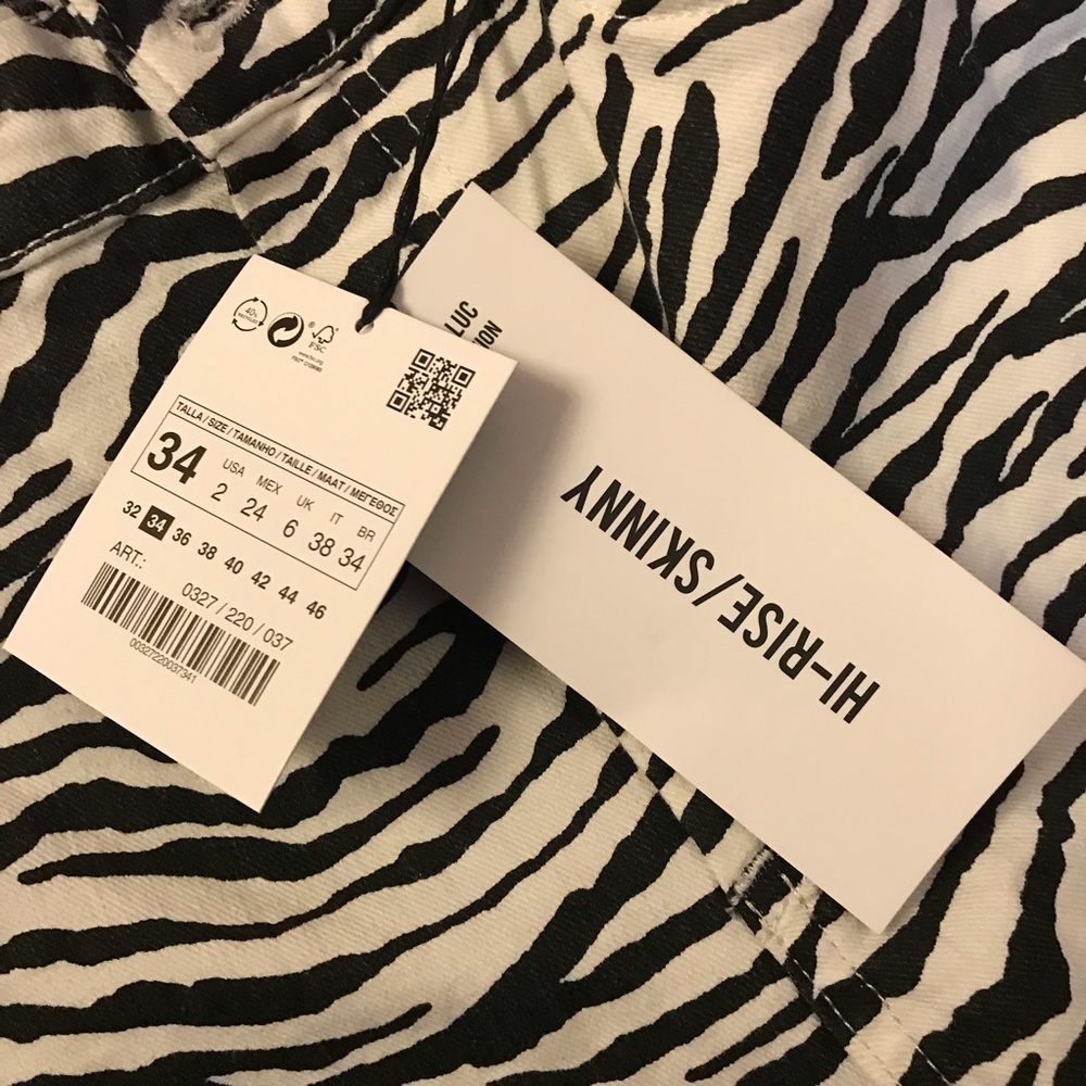 NWT. ZARA Zebra Print. Hi-Rise/Skinny. - Picture 6 of 8